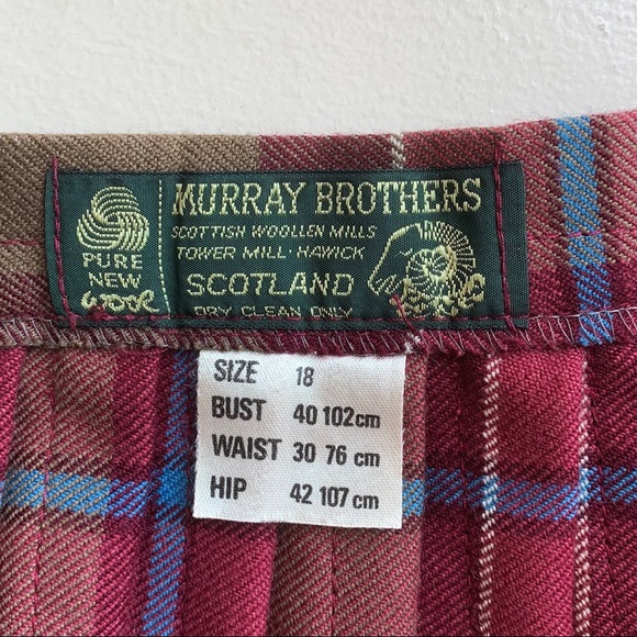 ‼️SOLD‼️Vintage 100% wool tartan plaid high waist Scottish kilt midi length 70s - Picture 4 of 7